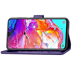 Wewoo Housse Coque Étui en cuir à Motif fleurs repiquées Lucky Clover pour Galaxy A70avec porte-cartes et & Portefeuille et dragonne Violet pas cher