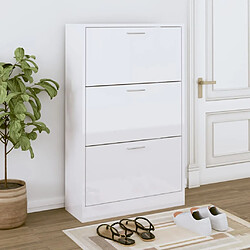 vidaXL Armoire à chaussure Blanc brillant 63x24x103 cm Bois ingénierie