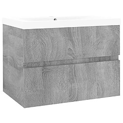 vidaXL Meuble lavabo avec bassin intégré Sonoma gris Bois d'ingénierie