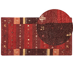 Beliani Tapis gabbeh en laine rouge 80 x 150 cm SINANLI