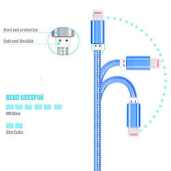 Acheter Wewoo Câble bleu pour iPhone X / 8 et 8 Plus / 7 7 Plus / 6 6 6 Plus 6 Plus / 5 5S & SE & 5C / iPad YF-MX04 3 M 2.4A MFI Certifié Lightning à USB Nylon Weave Style Data Sync de Recharge