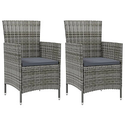 Maison Chic Lot de 2 Chaises de jardin,Fauteuil d'extérieur avec coussins Résine tressée Gris -MN48611