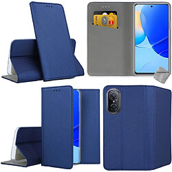 Htdmobiles Housse etui portefeuille avec coque intérieure en silicone pour Huawei Honor 50 SE / Nova 9 SE + film ecran - BLEU MAGNET