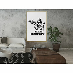 Paris Prix Affiche Murale Encadrée Banksy Mona Lisa with Bazooka I 40 x 60 cm Or