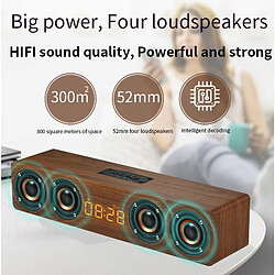 Avis Universal Home Théâtre Portable colonne Bluetooth haut-parleur Wood Wood Haut-parleur Réveil Radio Subwoofer Soundbar pour TV Speaker Aux USB | Haut-parleurs portatifs (Brown)