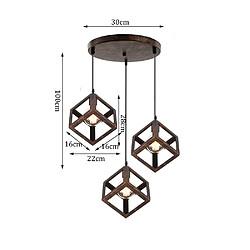 Stoex Plafonnier Antique À 3 Lumières Lustre Creative Cube Suspension Luminaire Rétro en Métal, Pour Bureau, Chambre À Coucher, Cuisine, Salon pas cher