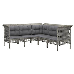 Maison Chic Salon de jardin 13 pcs + coussins - Mobilier/Meubles de jardin - Table et chaises d'extérieur Gris Résine tressée -MN85657 pas cher