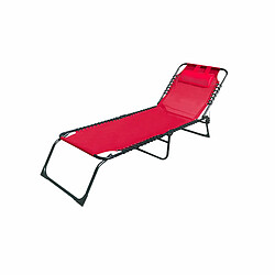 Chaise Longue Pliable Acier Avec Coussin Jardin et Piscine 190X58X27 cm Rouge 10000 Marbueno - Rouge