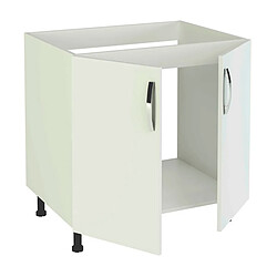 Pegane Meuble bas de cuisine pour evier 2 portes coloris blanc - Hauteur 85 x Longueur 80 x profondeur 58 cm