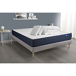 ACTISOM Pack prêt à dormir matelas ACTIFLEX LIFE 140x190 Ressorts ensachés + Mémoire de forme + sommier KIT gris +2oreillers+couette