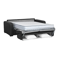 Acheter Vente-Unique Canapé 4 places convertible express en cuir noir matelas 18 cm BEVIS