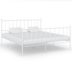 Maison Chic Lit adulte - Lit simple Cadre de lit,Structure du lit Contemporain Blanc Métal 140x200 cm -MN81433