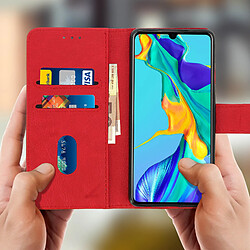 Avis Avizar Housse Huawei P30 Étui Portefeuille Support Stand - Rouge