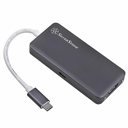 SilverStone SST-EP14C - Adaptateur USB 3.1 Type-C Gen1 à HDMI (résolution jusqu'à 4096 x 2160 à 30Hz), 3x USB 3.1 Gén. 1 Type-A, 1x USB 3.1 Gén. 1 Type-C (Chargement PD 2.0), gris foncé