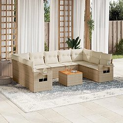 Maison Chic Salon de jardin avec coussins 10 pcs, Ensemble Tables et chaises de jardin, beige résine tressée -GKD205740