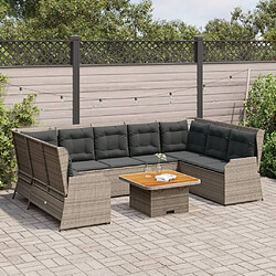 vidaXL Salon de jardin 7 pcs avec coussins Gris Résine tressée