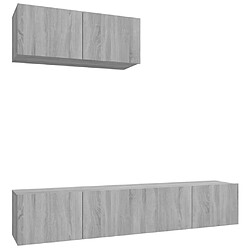 Maison Chic Ensemble de meubles TV 3 pcs | Banc TV Moderne pour salon | Meuble de Rangement - Sonoma gris Bois d'ingénierie -MN91417