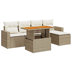 vidaXL Salon de jardin avec coussins 6 pcs beige résine tressée