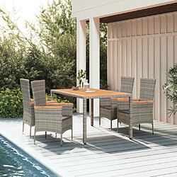 Salle à manger de jardin 5 pcs,Table et chaise à dîner avec coussins Gris -MN94215