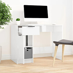 Maison Chic Bureau,Table de travail,bureau de travail pour chambre Blanc brillant 100x50x75 cm Bois d'ingénierie -GKD36954