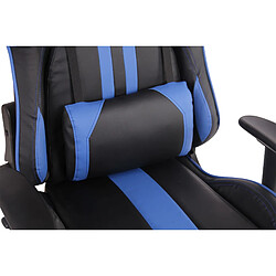 Decoshop26 Fauteuil de bureau gamer design sportif fonction de massage chauffant avec coussins en PVC noir / bleu 10_0002530 pas cher