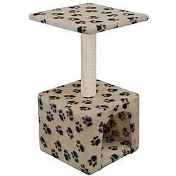 Helloshop26 Arbre à chat griffoir grattoir niche jouet animaux peluché en sisal 55 cm beige motif de pattes 3702074