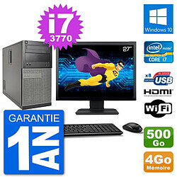 PC Dell 3010 MT Ecran 27" i7-3770 RAM 4Go Disque Dur 500Go HDMI Windows 10 Wifi - Occasion