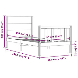 vidaXL Cadre de lit sans matelas noir bois de pin massif pas cher