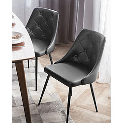 Beliani Set de 2 Cuir PU Chaise de salle à manger Noir VALERIE