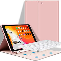 RedMiter Silicone avec Clavier Français AZERTY Bluetooth pour iPad6 / Air2 2018 9.7 - Rose&Blanc