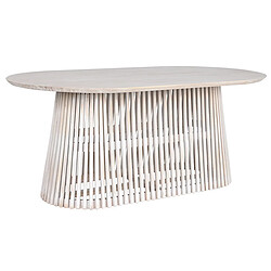 Pegane Table à manger, table de repas ovale en bois coloris blanc - longueur 180 x profondeur 100 x Hauteur 75 cm pas cher