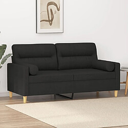 Maison Chic Canapé 2 places avec oreillers,Sofa de Salon,Canapé droit décoratifs noir 140 cm tissu -GKD182782