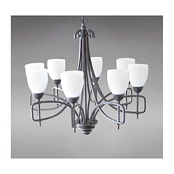 Luminaire Center Suspension Ortona 8 Ampoules marron/verre opal