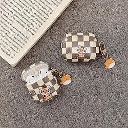 GUPBOO Airpods Coque Housse Étui Protecteur Compatible pour AirPods1/2-Dessin animé mignon petit tigre en damier