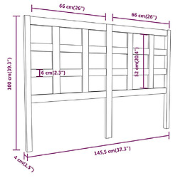 vidaXL Tête de lit Marron miel 145,5x4x100 cm Bois massif de pin pas cher