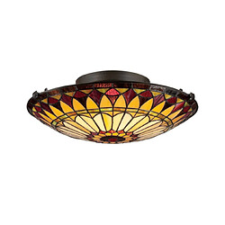 Elstead Lighting Plafonnier Ventilateur West Verre Bronze d'époque