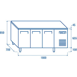 Acheter COOLHEAD Table Réfrigérée Positive Profondeur 700 - 3 Portes 400 L - Cool Head