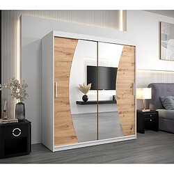 Abiks Meble Armoire Wave à portes coulissantes 200/180/62 2 portes (blanc/artisan)