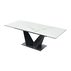 Table à manger extensible 6 à 8 personnes en céramique et métal - Effet marbre blanc et noir - OLETIA de Pascal MORABITO pas cher