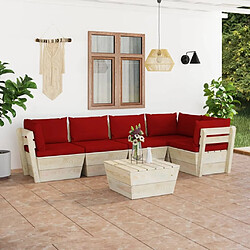 Maison Chic Salon de jardin palette 6 pcs avec coussins - Table et chaises d'extérieur - Mobilier/Meubles de jardin Moderne épicéa imprégné -MN13565