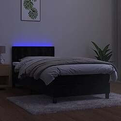 Acheter Maison Chic Lit adulte- Lit + matelas,Sommier à lattes de lit avec matelas et LED Noir 90x200 cm -GKD36315