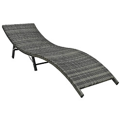 Maison Chic Chaise longue pliable avec coussin | Bain de soleil Relax | Transat Résine tressée Gris -GKD65650