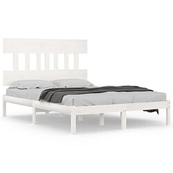 Maison Chic Lit adulte - Lit simple Cadre de lit,Structure du lit Contemporain Blanc Bois massif 160x200 cm -MN35993