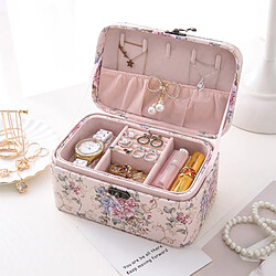 Universal Boîte de rangement de bijoux en cuir Voyage Double Large Bijoux Organisateur Boucles d'oreilles Bague Collier d'impression créative Coffret de cosmétique | Boîte de rangement