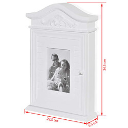 vidaXL Armoire à clés avec cadre photo Blanc pas cher