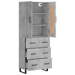 Avis vidaXL Buffet haut Gris béton 69,5x34x180 cm Bois d'ingénierie