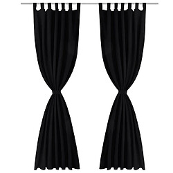 vidaXL 2 pcs Rideau à Passant Micro Satin Noir 140 x 225 cm