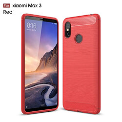 Wewoo Coque TPU Antichoc en Fibre de Carbone Texture Brossée pour Xiaomi Mi Max 3 Rouge