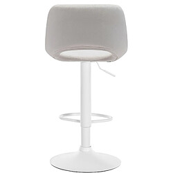 Acheter Decoshop26 Tabouret de bar chaise haute x1 avec repose-pieds en velours crème piètement métallique blanc 10_0004604