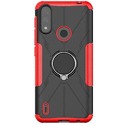 Coque en TPU 2-en-1, anti-empreintes digitales avec béquille pour votre Motorola Moto E7 Power - rouge